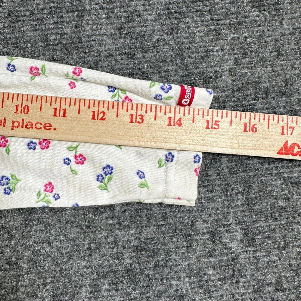 Vintage OshKosh Bgosh Girls White Floral Turtleneck Top 6X Made in USA